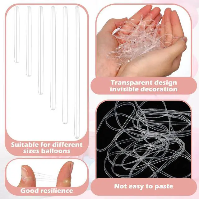 Alt view image 3 of 7 - 300 Pcs Clear Rubber Bands for Balloon Arch Elastic Tying Bands for Arch Frame Garland Wall Transparent Balloon Connectors Festival Holiday Crafts Decor(2.2", 3.3", 4.1", 4.9", 5.9", 6.7")