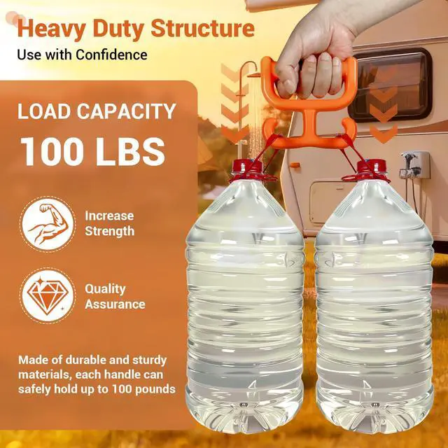 Alt view image 3 of 7 - 2 Pack Grocery Bag Shopping Bag Carrier Holder Handle for Plastic Bags, Each Holds 100lbs Durable Multi Purpose Heavy Duty Comfortable Grip (Orange)