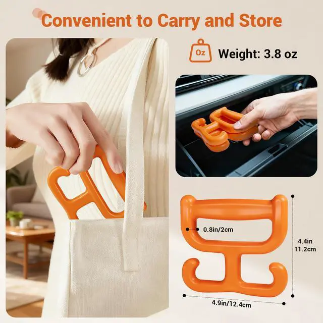 Alt view image 4 of 7 - 2 Pack Grocery Bag Shopping Bag Carrier Holder Handle for Plastic Bags, Each Holds 100lbs Durable Multi Purpose Heavy Duty Comfortable Grip (Orange)