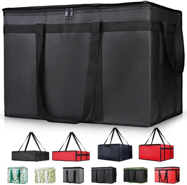 Main image of Insulated Food Delivery Bag, XXXL Insulated Reusable Grocery Cooler/Hot Bags, Tote Bag for Shopping/Travel/Doordash, Catering Bag Doordash 22x14x13, Black, 1-Pack