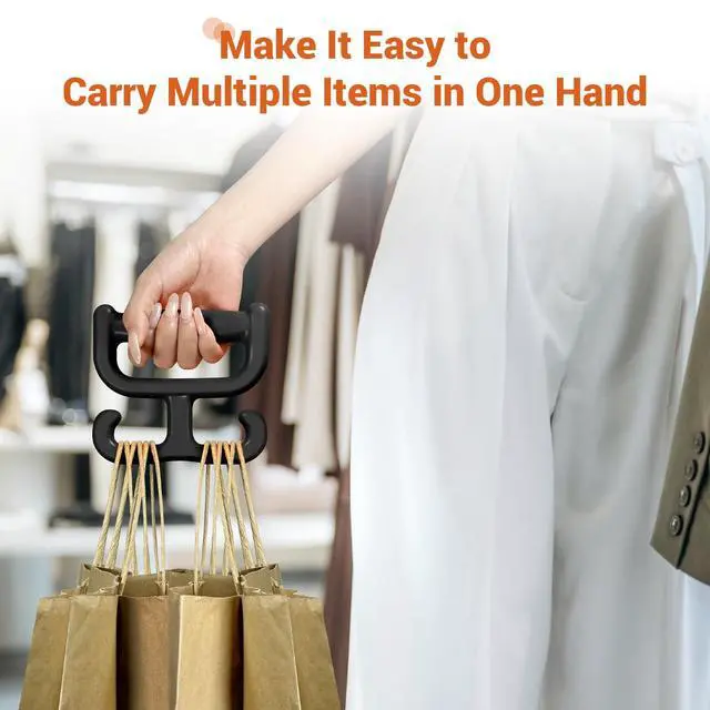 Alt view image 5 of 7 - 2 Pack Grocery Bag Shopping Bag Carrier Holder Handle for Plastic Bags, Each Holds 100lbs Durable Multi Purpose Heavy Duty Comfortable Grip (Black)