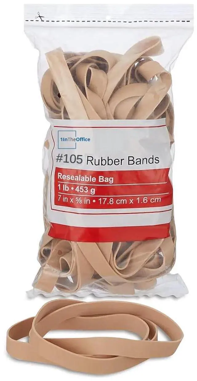 Main image of Thick, Heavy Duty Rubber Bands - Size 105, Beige, 60 Pack (1 lb)