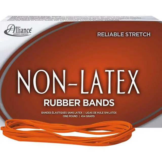 Alt view image 3 of 7 - Rubber 37176#117B Non-Latex Rubber Bands, 1 lb Box Contains Approx. 250 Bands (7" x 1/8", Orange)
