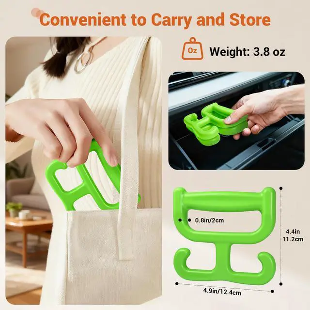 Alt view image 4 of 7 - 2 Pack Grocery Bag Shopping Bag Carrier Holder Handle for Plastic Bags, Each Holds 100lbs Durable Multi Purpose Heavy Duty Comfortable Grip (Green)