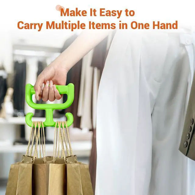 Alt view image 5 of 7 - 2 Pack Grocery Bag Shopping Bag Carrier Holder Handle for Plastic Bags, Each Holds 100lbs Durable Multi Purpose Heavy Duty Comfortable Grip (Green)