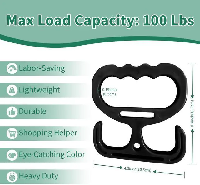 Alt view image 2 of 7 - 2-Pack Grocery Bag Carrier, Heavy Duty Grocery Bag Holder, Each Holds Up to 100lbs Comfortable Grip for Carrying Shopping Bags, Grocery Bags, Buckets & More, Reusable & Easy to Carry