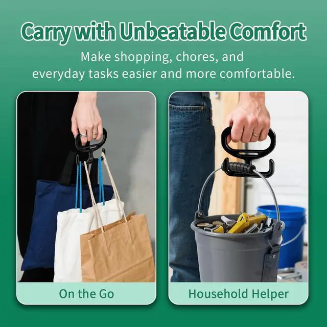 Alt view image 4 of 7 - 2-Pack Grocery Bag Carrier, Heavy Duty Grocery Bag Holder, Each Holds Up to 100lbs Comfortable Grip for Carrying Shopping Bags, Grocery Bags, Buckets & More, Reusable & Easy to Carry