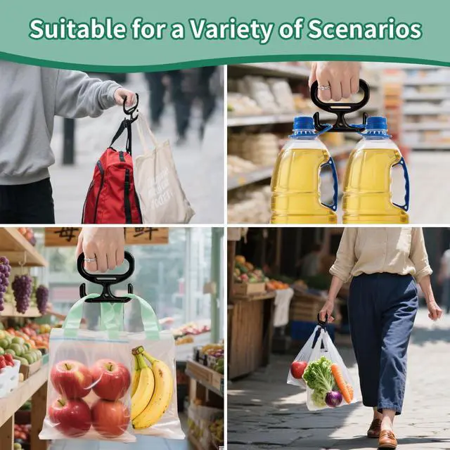 Alt view image 7 of 7 - 2-Pack Grocery Bag Carrier, Heavy Duty Grocery Bag Holder, Each Holds Up to 100lbs Comfortable Grip for Carrying Shopping Bags, Grocery Bags, Buckets & More, Reusable & Easy to Carry