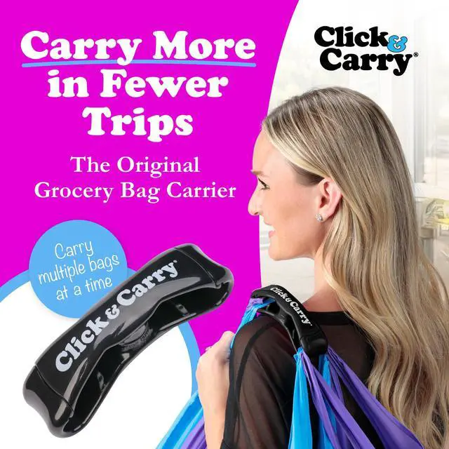 Alt view image 2 of 7 - Grocery Bag Carrier Handle - Carry More in Fewer Trips, 100lb Capacity, Hands-Free, Gel-Padded Ergonomic Design, Shopping & Grocery Bag Holder - As Seen On Shark Tank, Black, 1 Pack