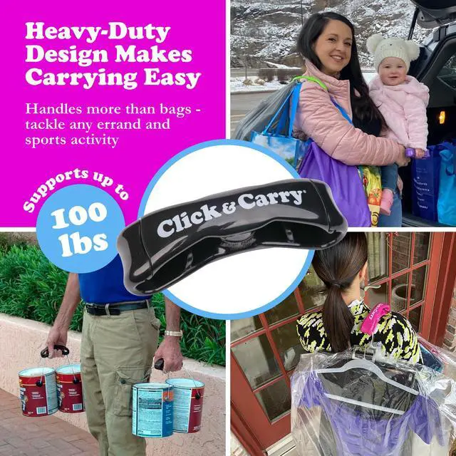 Alt view image 5 of 7 - Grocery Bag Carrier Handle - Carry More in Fewer Trips, 100lb Capacity, Hands-Free, Gel-Padded Ergonomic Design, Shopping & Grocery Bag Holder - As Seen On Shark Tank, Black, 1 Pack