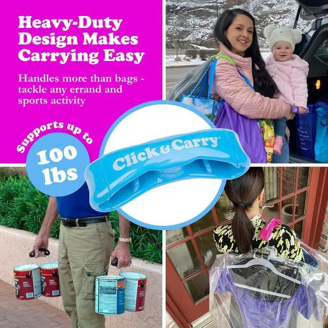 Alt view image 5 of 7 - Grocery Bag Carrier Handle - Carry More in Fewer Trips, 100lb Capacity, Hands-Free, Gel-Padded Ergonomic Design, Shopping & Grocery Bag Holder - As Seen On Shark Tank, Blue, 1 Pack