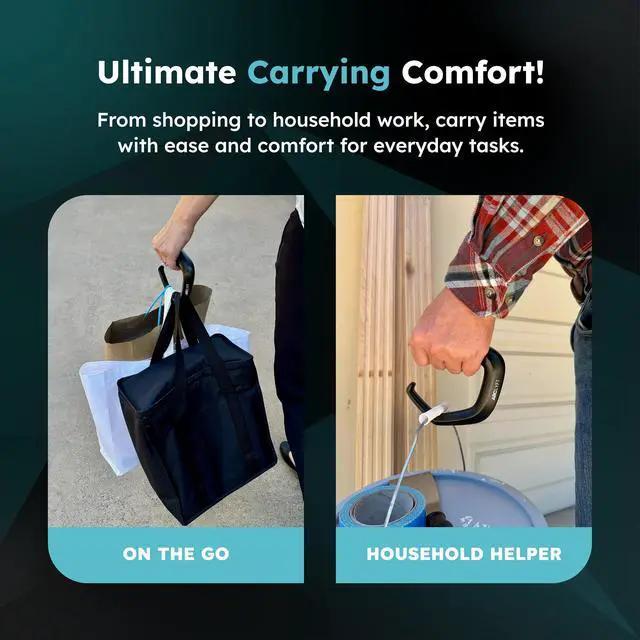 Alt view image 3 of 6 - Grocery Bag Carrier (2 Pack) - Invented by Board Certified Orthotist Ergonomic Lightweight Design - Also a Rehab & Recovery Aid, Carpal Tunnel, Arthritis, Weak Hands All Ages (Light Pink)