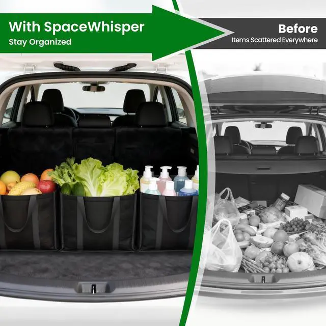 Alt view image 5 of 7 - Reusable Grocery Bags for Shopping with Long Handles, 3 Pack, Black | Multipurpose Shopping Bags for Groceries, Foldable Grocery Totes Resist Water & Stains for Kitchen, Car Trunk, Picnic