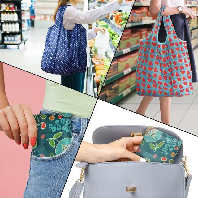 Alt view image 2 of 6 - Reusable Grocery Bags, 6 Pack 50Lbs Foldable Fashion Washable Shopping Bags, Large Boho Tote Bags For Groceries, Bulk Market Cloth Storage Bags, Utility Aesthetic Personalized Gifts For Women