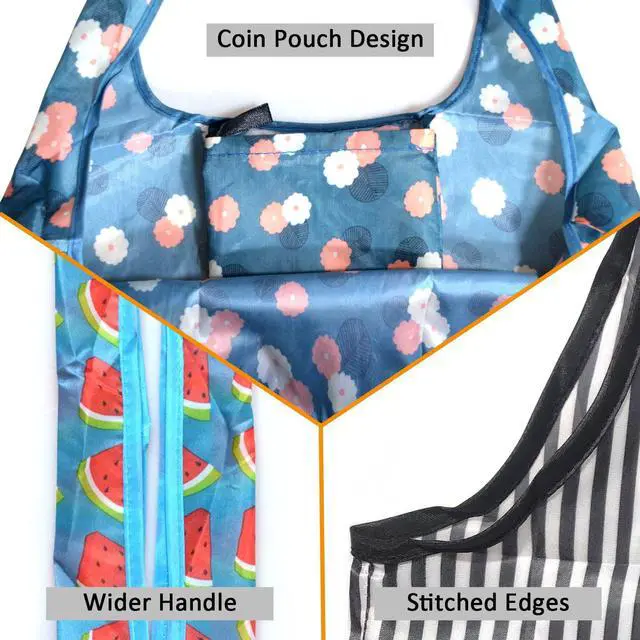 Alt view image 5 of 6 - Reusable Grocery Bags, 6 Pack 50Lbs Foldable Fashion Washable Shopping Bags, Large Boho Tote Bags For Groceries, Bulk Market Cloth Storage Bags, Utility Aesthetic Personalized Gifts For Women