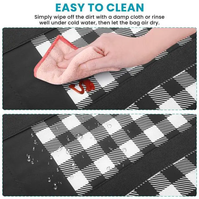 Alt view image 5 of 6 - Reusable Grocery Bags,4-Pack, Foldable Reusable Shopping Tote Bags bulk with Reinforced Handles,Large Storage Bags with Water Resistant Coating for Groceries,Multipurpose,Black-White