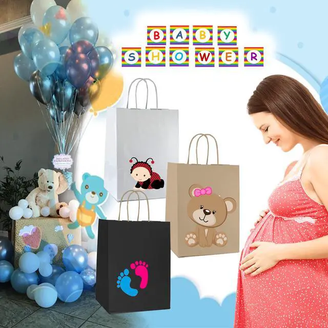 Alt view image 6 of 7 - White Paper Gift Bags with Handles Bulk 25 pcs 8x4.5x10 Medium White Paper Bags for Gifts, Valentines, Shopping,