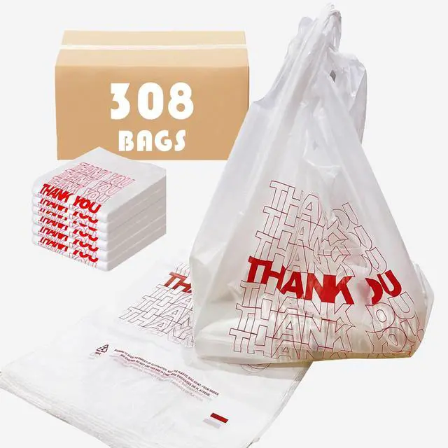 Alt view image 2 of 7 - Shopping Bags/Thank You Bags/Reusable and Disposable Grocery Bag - Measures 11.5"" X 6.25"" X 21"", 15mic, 0.6 Mil (308)", transparent (Bag-308)