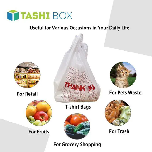 Alt view image 5 of 7 - Shopping Bags/Thank You Bags/Reusable and Disposable Grocery Bag - Measures 11.5"" X 6.25"" X 21"", 15mic, 0.6 Mil (308)", transparent (Bag-308)