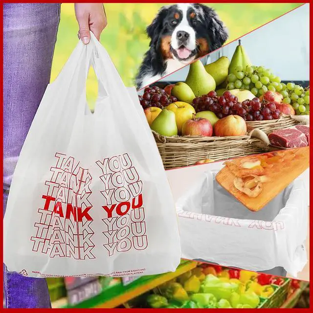 Alt view image 6 of 7 - Shopping Bags/Thank You Bags/Reusable and Disposable Grocery Bag - Measures 11.5"" X 6.25"" X 21"", 15mic, 0.6 Mil (308)", transparent (Bag-308)