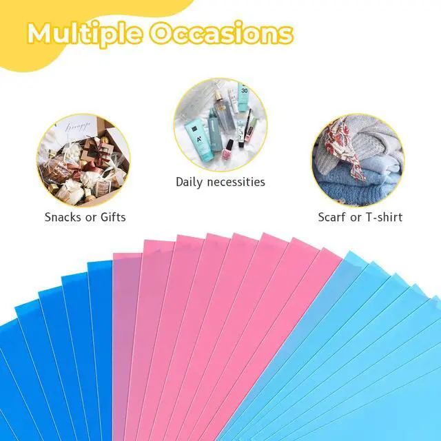 Alt view image 4 of 7 - Merchandise Bags - 180 Pcs, 12 x 15 Glossy Plastic Shopping Bags in Bulk, Handles, Pink & Blue gift and boutique bags