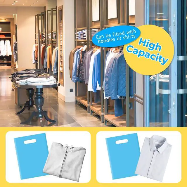 Alt view image 6 of 7 - Merchandise Bags - 180 Pcs, 12 x 15 Glossy Plastic Shopping Bags in Bulk, Handles, Pink & Blue gift and boutique bags
