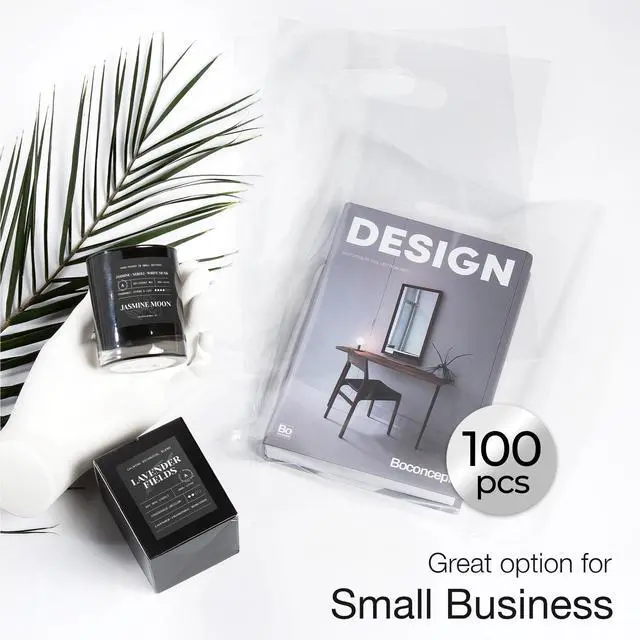 Alt view image 2 of 7 - 100 Clear Plastic Bags With Handles 9"x12" Perfect for Merchandise And Retail 1.5Mil Thick Clear Gift Bags With Handles