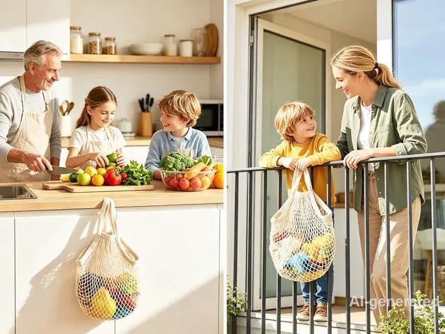 Alt view image 2 of 7 - Reusable Cotton Mesh Grocery Bags Cotton String Bag Net Shopping Mesh Bags Pack of 3 (Beige)