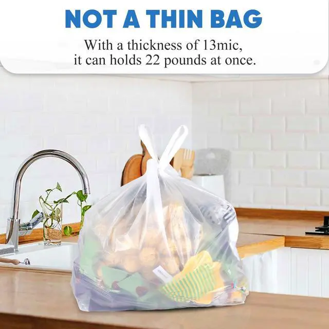 Alt view image 4 of 7 - Plastic Bags, 300 Count T Shirt Bags, Plastic Bags With Handles For Shopping, White Plastic Grocery Bag For Small Business (11"x 6"x 21"), Recyclable