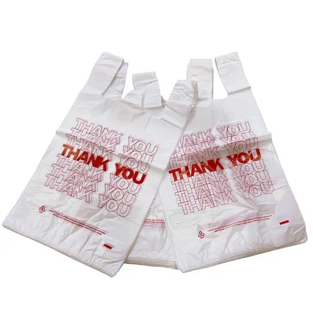 Alt view image 2 of 7 - Plastic bags with handlesthank you bagsMeasures 11.5" X 6.25" X 21", 15mic, 0.6 Mil (400 Count),Reusable and Disposable Grocery Bags