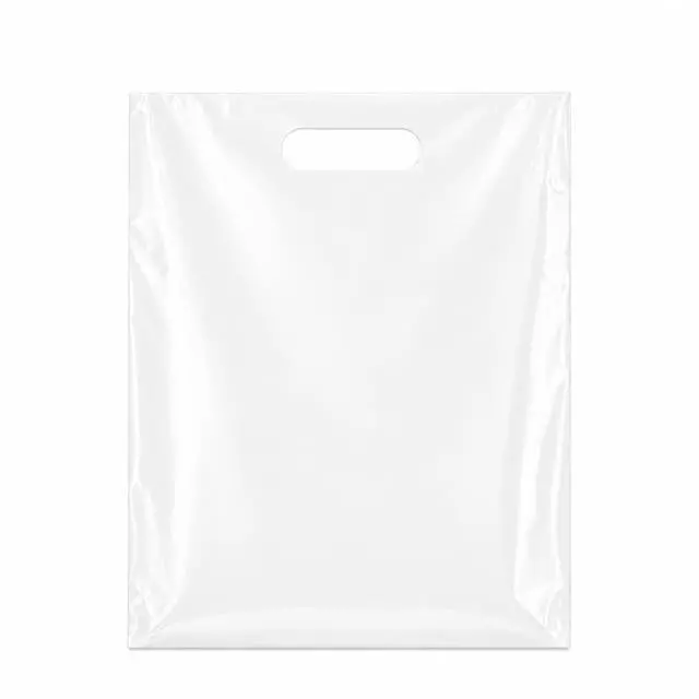 Main image of 100 Pack White Plastic Shopping Bags 9" x 12" with Die Cut Handles