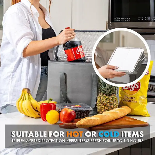 Alt view image 5 of 7 - (Not Made In China) Insulated Reusable Grocery Bags, Catering and Delivery Bag For Hot and Cold Food, Collapsible Thermal Tote For Doordash