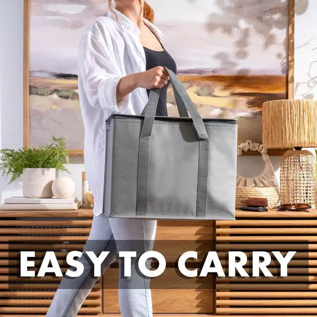 Alt view image 6 of 7 - (Not Made In China) Insulated Reusable Grocery Bags, Catering and Delivery Bag For Hot and Cold Food, Collapsible Thermal Tote For Doordash