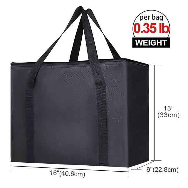 Alt view image 2 of 6 - Insulated Reusable Grocery Bags, X-Large Freezer Cooler Bag with Top, Catering Shopping Bag for Food Delivery/Travel/Groceries, Best Thermal Bags for Cold Frozen and Hot Food