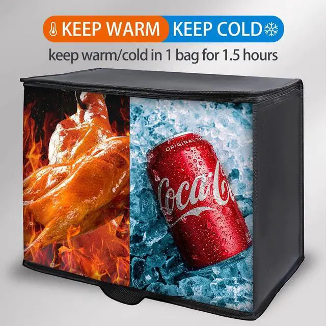 Alt view image 3 of 6 - Insulated Reusable Grocery Bags, X-Large Freezer Cooler Bag with Top, Catering Shopping Bag for Food Delivery/Travel/Groceries, Best Thermal Bags for Cold Frozen and Hot Food