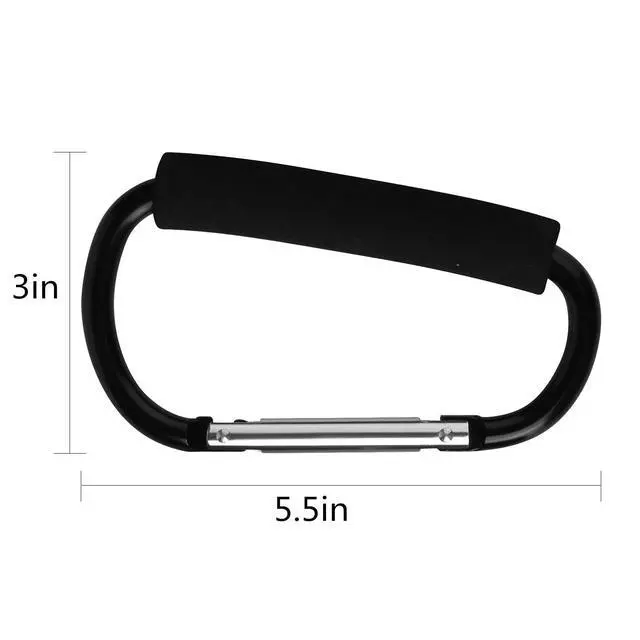 Alt view image 2 of 7 - 4 Pack Large Carabiner 5.5" D Style Click and Carry Bag Carrier Stroller Hooks(Black and Blue)