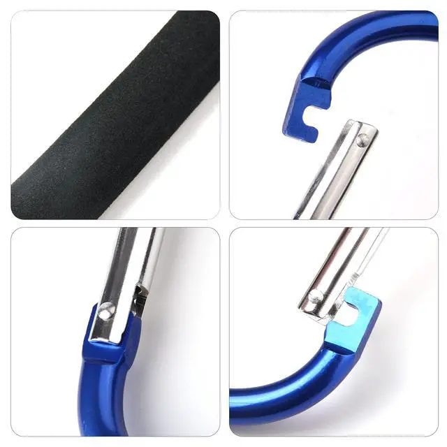 Alt view image 3 of 7 - 4 Pack Large Carabiner 5.5" D Style Click and Carry Bag Carrier Stroller Hooks(Black and Blue)