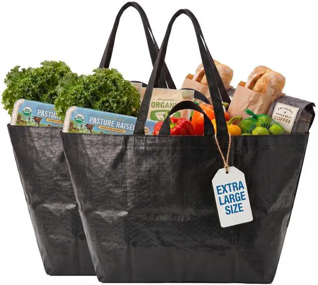 Main image of Haul-It-All Extra-Large Reusable Shopping Bag Heavy Duty Open-Top Tote with Handles, 18-Gallon Capacity,Black, Pack of 2