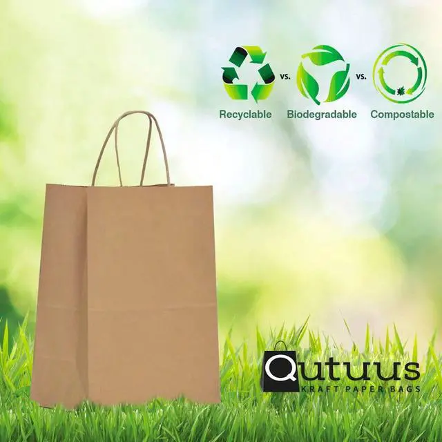 Alt view image 7 of 7 - Kraft Paper Gift Bags with Handles 8x4.5x10 25Pcs Brown Gift Bags Bulk Medium Size Small Business Bags, Party Bags, Retail Kraft Shopping Bags