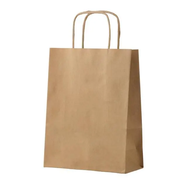 Main image of 50-Pack Brown Paper Bags with Handles Bulk, 8x4.25x10.5 Inches,Medium-sized Gift Bags with Handles for Party FavorsTake-OutGrocery Shopping & RetailReusable & Durable