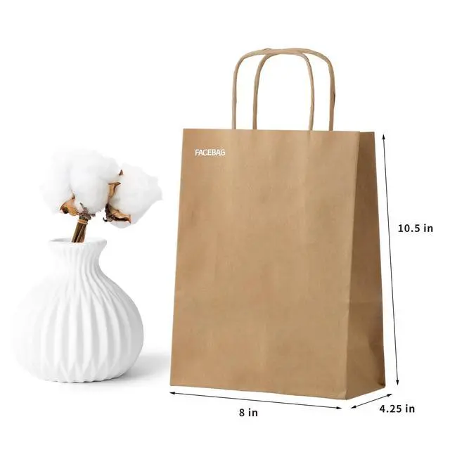 Alt view image 4 of 7 - 50-Pack Brown Paper Bags with Handles Bulk, 8x4.25x10.5 Inches,Medium-sized Gift Bags with Handles for Party FavorsTake-OutGrocery Shopping & RetailReusable & Durable