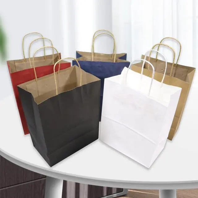 Alt view image 7 of 7 - 50-Pack Brown Paper Bags with Handles Bulk, 8x4.25x10.5 Inches,Medium-sized Gift Bags with Handles for Party FavorsTake-OutGrocery Shopping & RetailReusable & Durable