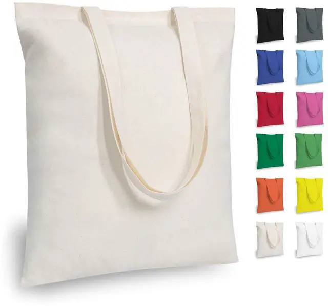 Main image of 5 | 12 | 24 | 48 | 192 Pack Economical Cotton Tote Bags, Lightweight Medium Reusable Grocery Shopping Cloth Bags, Suitable for DIY, Advertising, Promotion, Gift, Activity (5-Pack)