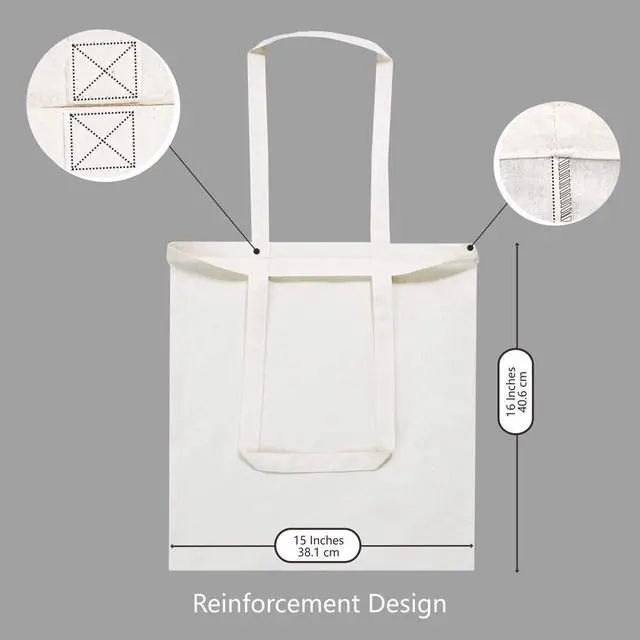 Alt view image 5 of 7 - 5 | 12 | 24 | 48 | 192 Pack Economical Cotton Tote Bags, Lightweight Medium Reusable Grocery Shopping Cloth Bags, Suitable for DIY, Advertising, Promotion, Gift, Activity (5-Pack)