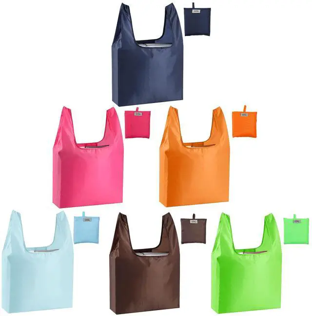 Main image of Large Reusable Bags Shopping Washable Foldable 6 Pack Grocery Bags Heavy Duty Lightweight Folding Gift Tote Bag Durable Polyester Color