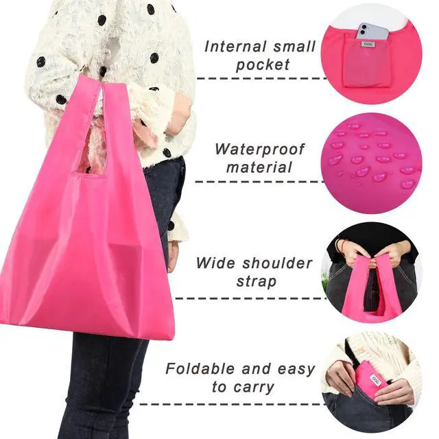 Alt view image 4 of 7 - Large Reusable Bags Shopping Washable Foldable 6 Pack Grocery Bags Heavy Duty Lightweight Folding Gift Tote Bag Durable Polyester Color