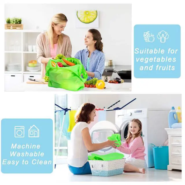 Alt view image 6 of 7 - Large Reusable Bags Shopping Washable Foldable 6 Pack Grocery Bags Heavy Duty Lightweight Folding Gift Tote Bag Durable Polyester Color
