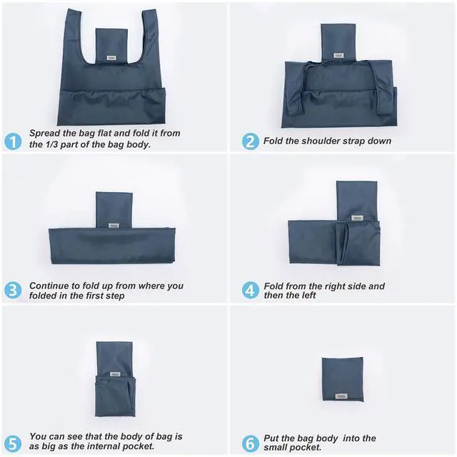 Alt view image 7 of 7 - Large Reusable Bags Shopping Washable Foldable 6 Pack Grocery Bags Heavy Duty Lightweight Folding Gift Tote Bag Durable Polyester Color