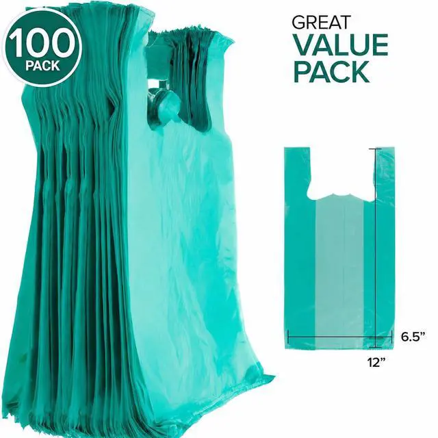 Alt view image 2 of 7 - Grocery Bags 100 Count Reusable Supermarket Thank You T Shirt Style Suitable for Small Trash Cans