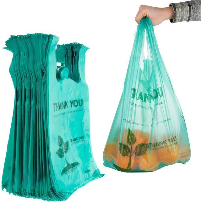 Main image of Grocery Bags 100 Count Reusable Supermarket Thank You T Shirt Style Suitable for Small Trash Cans